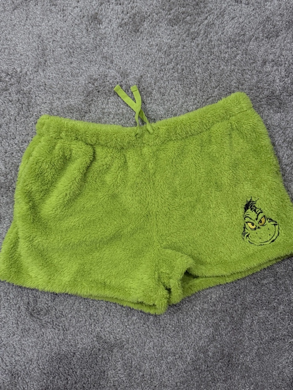 Cozy Lime Green Fuzzy Athletic Lounge Shorts with Drawstring